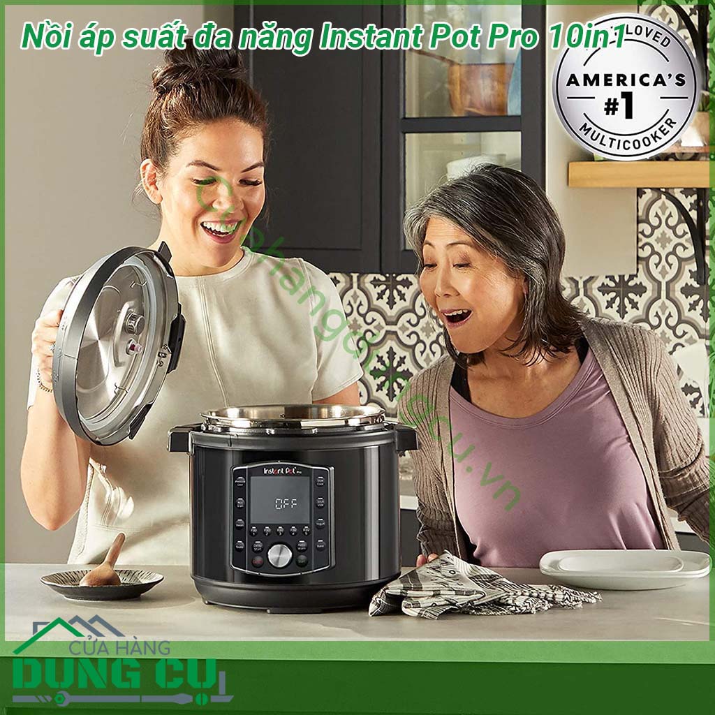 Nồi áp suất đa năng Instant Pot Pro 10in1&nbsp;thiết kế nguyên màu đen sang trọng Màn hình điện tử lớn hơn tích hợp 28 chương trình cài đặt sẵn bảng điều khiển có thêm nút ghi nhớ đến 5 chương trình chế độ nấu ăn để chị em thảo sức sáng tạo