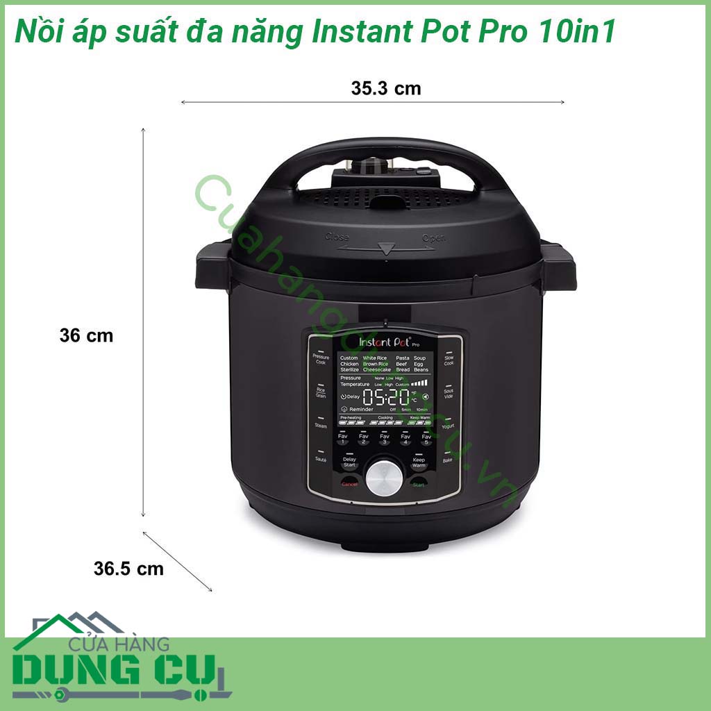 Nồi áp suất đa năng Instant Pot Pro 10in1&nbsp;thiết kế nguyên màu đen sang trọng Màn hình điện tử lớn hơn tích hợp 28 chương trình cài đặt sẵn bảng điều khiển có thêm nút ghi nhớ đến 5 chương trình chế độ nấu ăn để chị em thảo sức sáng tạo