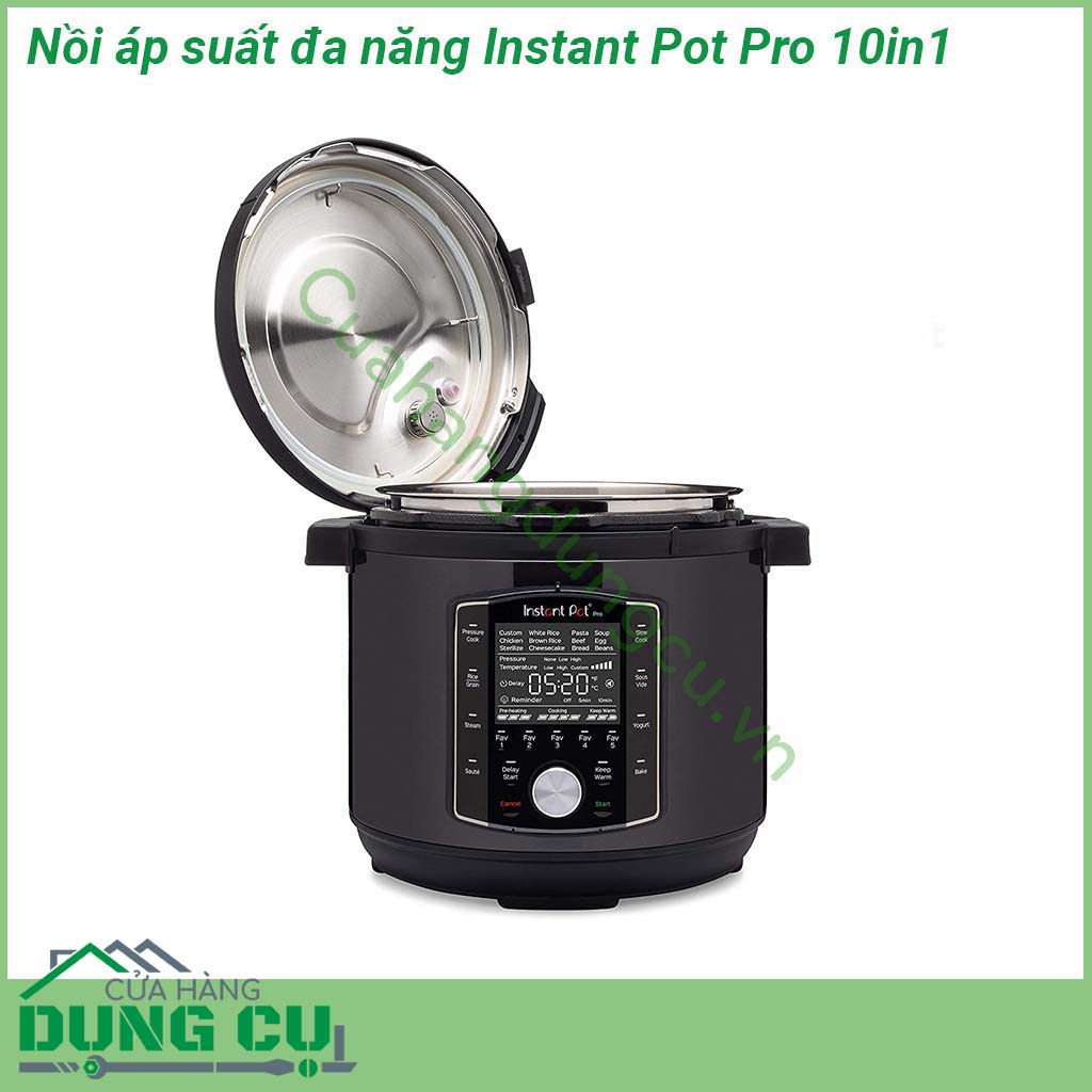 Nồi áp suất đa năng Instant Pot Pro 10in1&nbsp;thiết kế nguyên màu đen sang trọng Màn hình điện tử lớn hơn tích hợp 28 chương trình cài đặt sẵn bảng điều khiển có thêm nút ghi nhớ đến 5 chương trình chế độ nấu ăn để chị em thảo sức sáng tạo