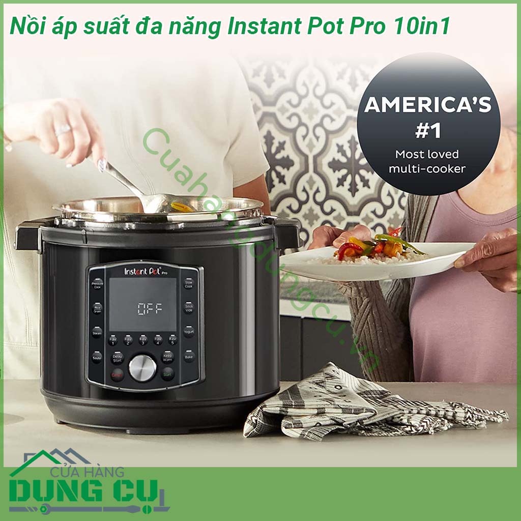 Nồi áp suất đa năng Instant Pot Pro 10in1&nbsp;thiết kế nguyên màu đen sang trọng Màn hình điện tử lớn hơn tích hợp 28 chương trình cài đặt sẵn bảng điều khiển có thêm nút ghi nhớ đến 5 chương trình chế độ nấu ăn để chị em thảo sức sáng tạo