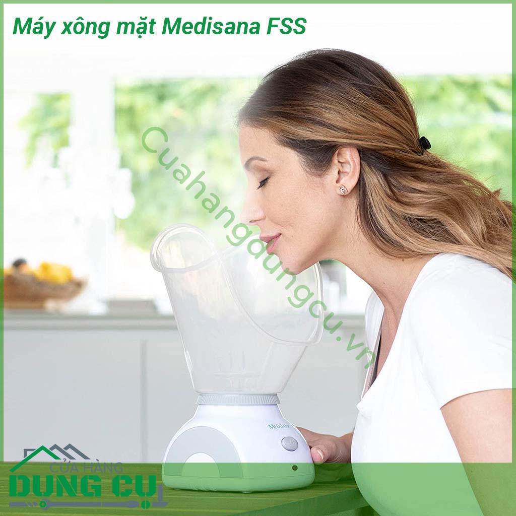 Máy xông mặt Medisana FSS&nbsp;là một thiết bị làm đẹp của Medisana sử dụng hơi nước để tẩy rửa và loại bỏ những lớp tế bào chết trên da bụi bẩn ẩn sâu dưới da làm cho da mặt bạn trở lên mềm mịn sáng khỏe đẹp