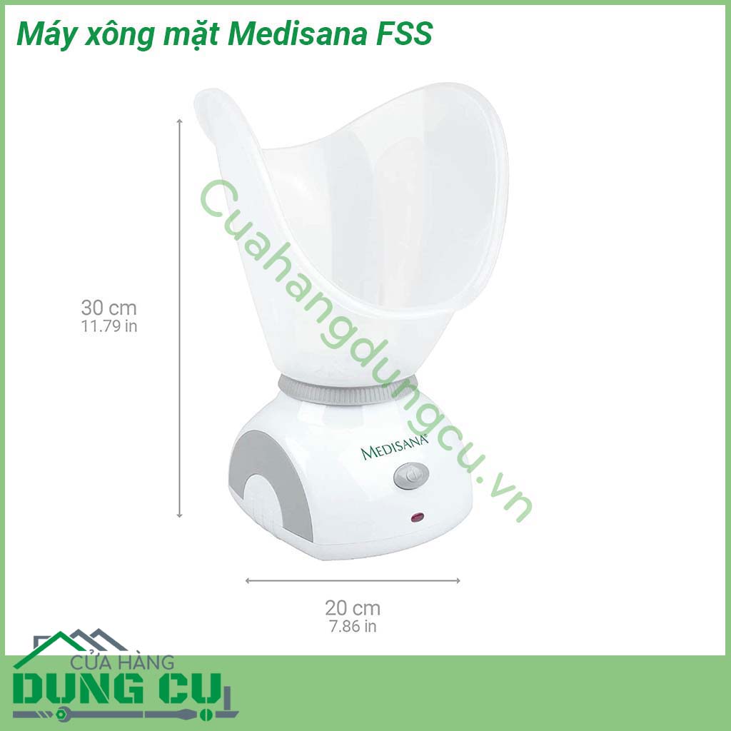 Máy xông mặt Medisana FSS&nbsp;là một thiết bị làm đẹp của Medisana sử dụng hơi nước để tẩy rửa và loại bỏ những lớp tế bào chết trên da bụi bẩn ẩn sâu dưới da làm cho da mặt bạn trở lên mềm mịn sáng khỏe đẹp
