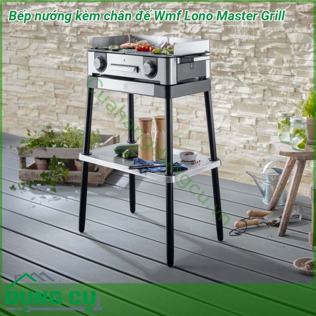 Bếp nướng kèm chân đế Wmf Lono Master Grill toàn bộ thân bếp được làm bằng chất liệu Cromargan cao cấp bếp&nbsp;nướng được thiết kế 2 tấm nướng riêng biệt với chất liệu nhôm đúc dầy dặn được phủ lớp chống dính an toàn tuyệt đối với sức khỏe người tiêu dùng