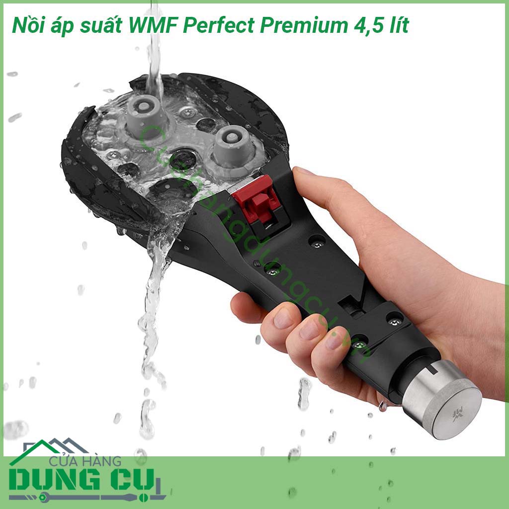 Nồi áp suất WMF Perfect Premium 4 5 lít&nbsp;được làm bằng thép không gỉ Cromargan 18 10 Cromargan giúp sản phẩm khá bền chống lại các va đập &nbsp;Với 2 cấp độ nấu điều khiển bằng một núm vặn Phù hợp với bếp từ Có thể rửa bằng máy rửa bát an toàn
