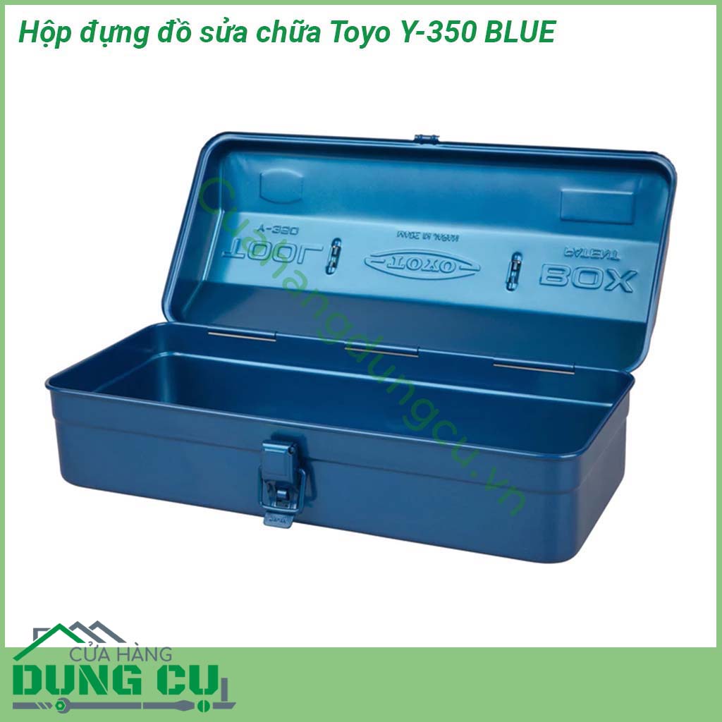 Hộp đựng đồ sửa chữa Toyo Y-350 BLUE được làm bằng sắt dầy bền bỉ chịu được va đập mạnh trong các môi trường làm việc nặng Bề mặt hộp cũng được sơn tĩnh điện màu xanh dương vô cùng bắt mắt với độ sáng bóng cũng như khả năng chống gỉ