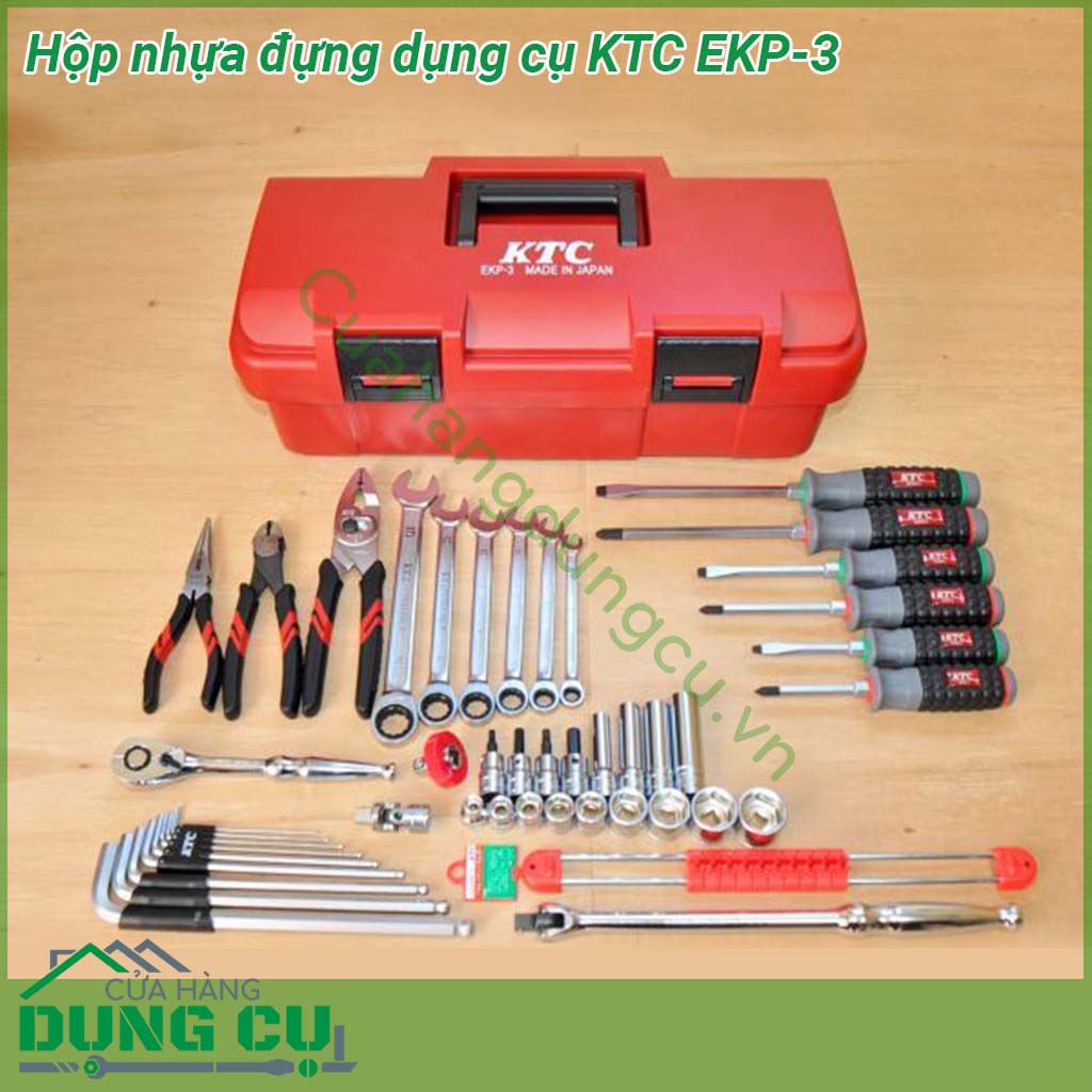 Hộp nhựa đựng dụng cụ KTC EKP-3&nbsp;được làm từ nhựa cao cấp chịu lực tốt và có độ bền cao Ngăn đựng&nbsp;lớn và 1 khay&nbsp;giúp bạn lưu trữ được nhiều dụng cụ cần thiết hơn Tay cầm chắc chắn &nbsp;có 2 chốt khóa bảo quản cất giữ sản phẩm không lo bị hư hỏng