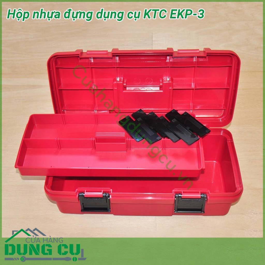 Hộp nhựa đựng dụng cụ KTC EKP-3&nbsp;được làm từ nhựa cao cấp chịu lực tốt và có độ bền cao Ngăn đựng&nbsp;lớn và 1 khay&nbsp;giúp bạn lưu trữ được nhiều dụng cụ cần thiết hơn Tay cầm chắc chắn &nbsp;có 2 chốt khóa bảo quản cất giữ sản phẩm không lo bị hư hỏng