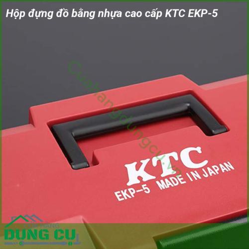 Hộp đựng đồ bằng nhựa cao cấp KTC EKP-5 làm từ chất liệu nhựa cao cấp  độ bền cao và chịu lực tốt  Có tay cầm giúp việc xách mang hộp đựng dụng cụ thuận lợi cho việc sửa chữa tháo lắp ở những nơi xa  Có chốt khóa đảm bảo cho việc bảo quản cất giữ sản phẩm