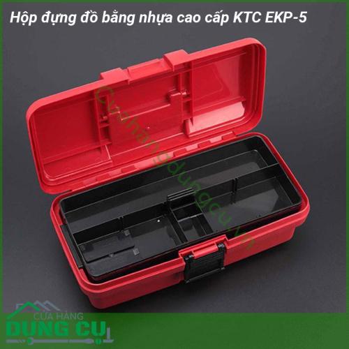 Hộp đựng đồ bằng nhựa cao cấp KTC EKP-5 làm từ chất liệu nhựa cao cấp  độ bền cao và chịu lực tốt  Có tay cầm giúp việc xách mang hộp đựng dụng cụ thuận lợi cho việc sửa chữa tháo lắp ở những nơi xa  Có chốt khóa đảm bảo cho việc bảo quản cất giữ sản phẩm