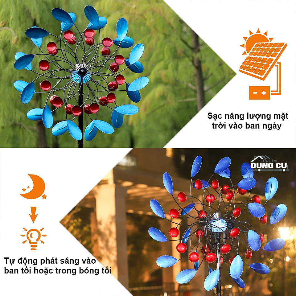 Độc đáo những chiếc Chong chóng năng lượng mặt trời xoay 360 độ màu sắc ảo diệu