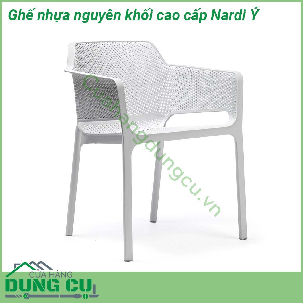 Ghế nhựa nguyên khối cao cấp Nardi Ý mẫu ghế ngoài trời đẹp mắt của hãng Nardi Italia Ghế được làm bằng chất liệu nhựa Polypropylene sợi thuỷ tinh với phụ gia chống tia UV có khả năng tái chế rất thân thiện với môi trường và an toàn cho người sử dụng