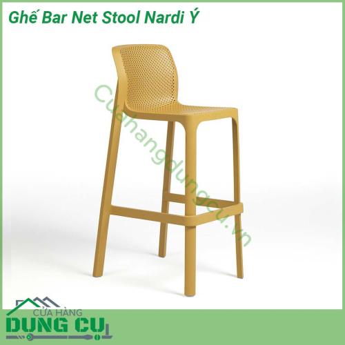 Ghế Bar Net Stool Nardi Ý với chất liệu khung nhựa Polypropylene pha sợi thủy tinh thân thiện với môi trường giúp cho sản phẩm chịu được tác động từ yếu tố môi trường và thời tiết  Bề mặt ghế thoáng giúp thoát nước trong điều kiện trời mưa