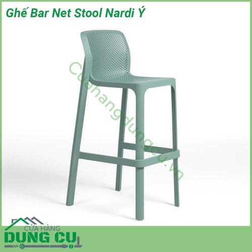 Ghế Bar Net Stool Nardi Ý với chất liệu khung nhựa Polypropylene pha sợi thủy tinh thân thiện với môi trường giúp cho sản phẩm chịu được tác động từ yếu tố môi trường và thời tiết  Bề mặt ghế thoáng giúp thoát nước trong điều kiện trời mưa
