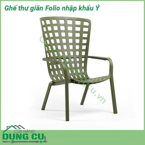 Ghế thư giãn Folio nhập khẩu Ý nhập khẩu được làm bằng nhựa sợi thủy tinh với hoa văn hình vuông được đục lỗ và lớp hoàn thiện mờ  Với chân chống trượt  Cực kỳ dễ vệ sinh chịu được thời tiết có thể xếp chồng lên nhau và hoàn toàn có thể tái chế