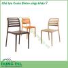 Ghế tựa Costa Bistro nhập khẩu Ý là chiếc ghế liền khối không tay vịn  Chất liệu nhựa polypropylene sợi thủy tinh có màu đồng nhất với các chất phụ gia UV  Kết thúc mờ  Với chân chống trượt  Nhựa có thể tái chế