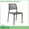 Ghế tựa Costa Bistro nhập khẩu Ý là chiếc ghế liền khối không tay vịn  Chất liệu nhựa polypropylene sợi thủy tinh có màu đồng nhất với các chất phụ gia UV  Kết thúc mờ  Với chân chống trượt  Nhựa có thể tái chế