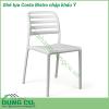 Ghế tựa Costa Bistro nhập khẩu Ý là chiếc ghế liền khối không tay vịn  Chất liệu nhựa polypropylene sợi thủy tinh có màu đồng nhất với các chất phụ gia UV  Kết thúc mờ  Với chân chống trượt  Nhựa có thể tái chế