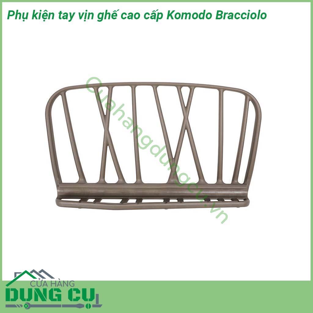 Phụ kiện tay vịn ghế cao cấp Komodo Bracciolo với thiết kế trang nhã lấy cảm hứng từ cành cây bạn có thể biến chiếc ghế bành và nội thất KOMODO trở nên thật đặc biệt  Tay vịn có thể cố định ở cả hai bên bằng polypropylene có thể tái chế và chống tia UV cũng như thời tiết xấu