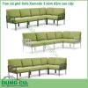 Ghế Sofa Komodo 5 kèm đệm cao cấp  khung polypropylene pha sợi thủy tinh với phụ gia UV Lưng tựa và tay vịn có thể được gắn trên tất cả các bên của ghế Có thể tháo rời và xếp gọn Bề mặt mờ Chân đế chống trượt Bộ đệm 5 chỗ đã bao gồm Khung kim loại hỗ trợ bên trong