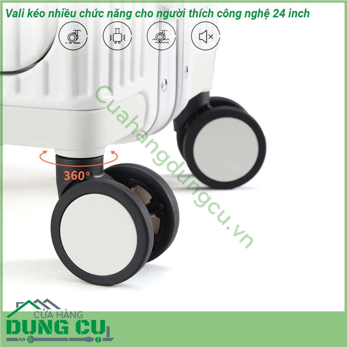 Vali kéo nhiều chức năng cho người thích công nghệ 24 inch có thiết kế khung làm bằng hợp kim nhôm siêu chắc chắn Tay cầm bằng kim loại sáng bóng không gỉ kéo lên kéo xuống mượt mà &nbsp;Kết cấu 8 bánh xe gắn quanh 4 trục xoay 360 độ giúp kéo đẩy vali nhẹ nhàng dễ dàng