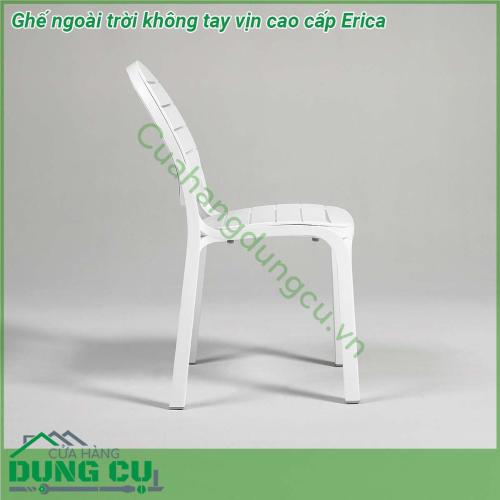 Ghế ngoài trời không tay vịn cao cấp Erica là một mẫu ghế nhựa không tay vịn có đường nét thiết kế cực kỳ phong cách và ấn tượng Ghế được làm bằng chất liệu nhựa sợi thủy tinh cao cấp Fibreglass resin với phụ gia chống tia UV rất phù hợp với môi trường ngoài trời