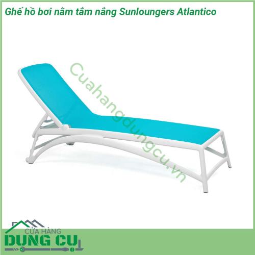 Ghế hồ bơi nằm tắm nắng Sunloungers Atlantico với khung hình ống bằng sợi thủy tinh polypropylene có phụ gia UV kết hợp mặt bằng vải sợi tổng hợp cao cấp và có thể thay thế Chất liệu có độ bền tuyệt vời chống chịu tốt dưới mọi điều kiện của thời tiết và môi trường