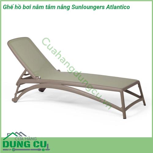 Ghế hồ bơi nằm tắm nắng Sunloungers Atlantico với khung hình ống bằng sợi thủy tinh polypropylene có phụ gia UV kết hợp mặt bằng vải sợi tổng hợp cao cấp và có thể thay thế Chất liệu có độ bền tuyệt vời chống chịu tốt dưới mọi điều kiện của thời tiết và môi trường