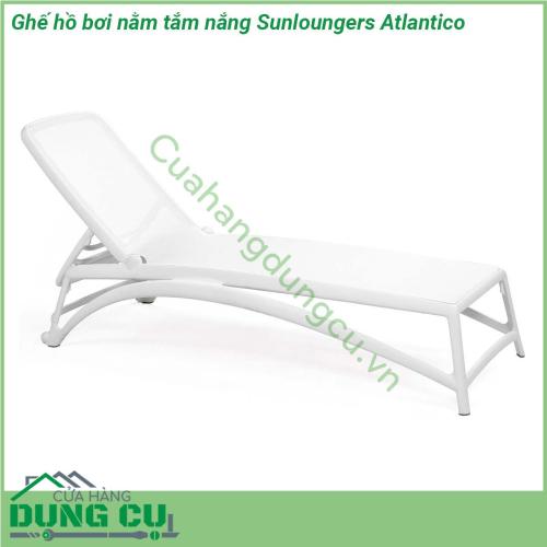 Ghế hồ bơi nằm tắm nắng Sunloungers Atlantico với khung hình ống bằng sợi thủy tinh polypropylene có phụ gia UV kết hợp mặt bằng vải sợi tổng hợp cao cấp và có thể thay thế Chất liệu có độ bền tuyệt vời chống chịu tốt dưới mọi điều kiện của thời tiết và môi trường