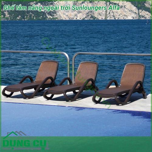 Ghế tắm nắng ngoài trời Sunloungers Alfa với khung được làm từ các hạt nhựa ABS nguyên sinh có độ cứng cao chống ăn mòn cách điện và không thấm nước Độ bền cao  mặt ghế bằng vải sợi cao cấp không thấm nước không ẩm mốc khó phai màu bền đẹp sau thời gian dài sử dụng