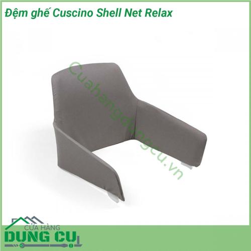 Đệm ghế Cuscino Shell Net Relax 100 sợi nhuộm acrylic  Đã xử lý chống bám bụi bẩn và chống nấm mốc  Độ bền màu dưới ánh sáng đạt 5 8  Có thể tháo bỏ bọc nhờ khóa kéo  Có thể giặt ở 30 °