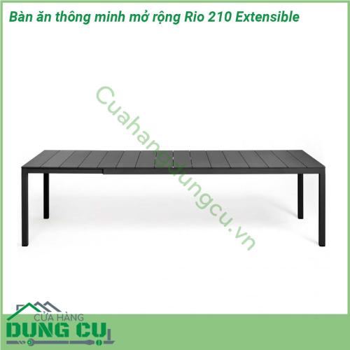 Bàn ăn thông minh mở rộng Rio 210 Extensible được làm bằng chất liệu DurelTOP polypropylene với chất phụ gia UV và có màu đồng nhất Bề mặt hoàn thiện nhẵn mịn sắc sảo chánh đọng nước và bám bụi giúp bạn dễ dàng vệ sinh lau chùi Chúng được thiết kế theo từng mảng và liên kết lại với nhau