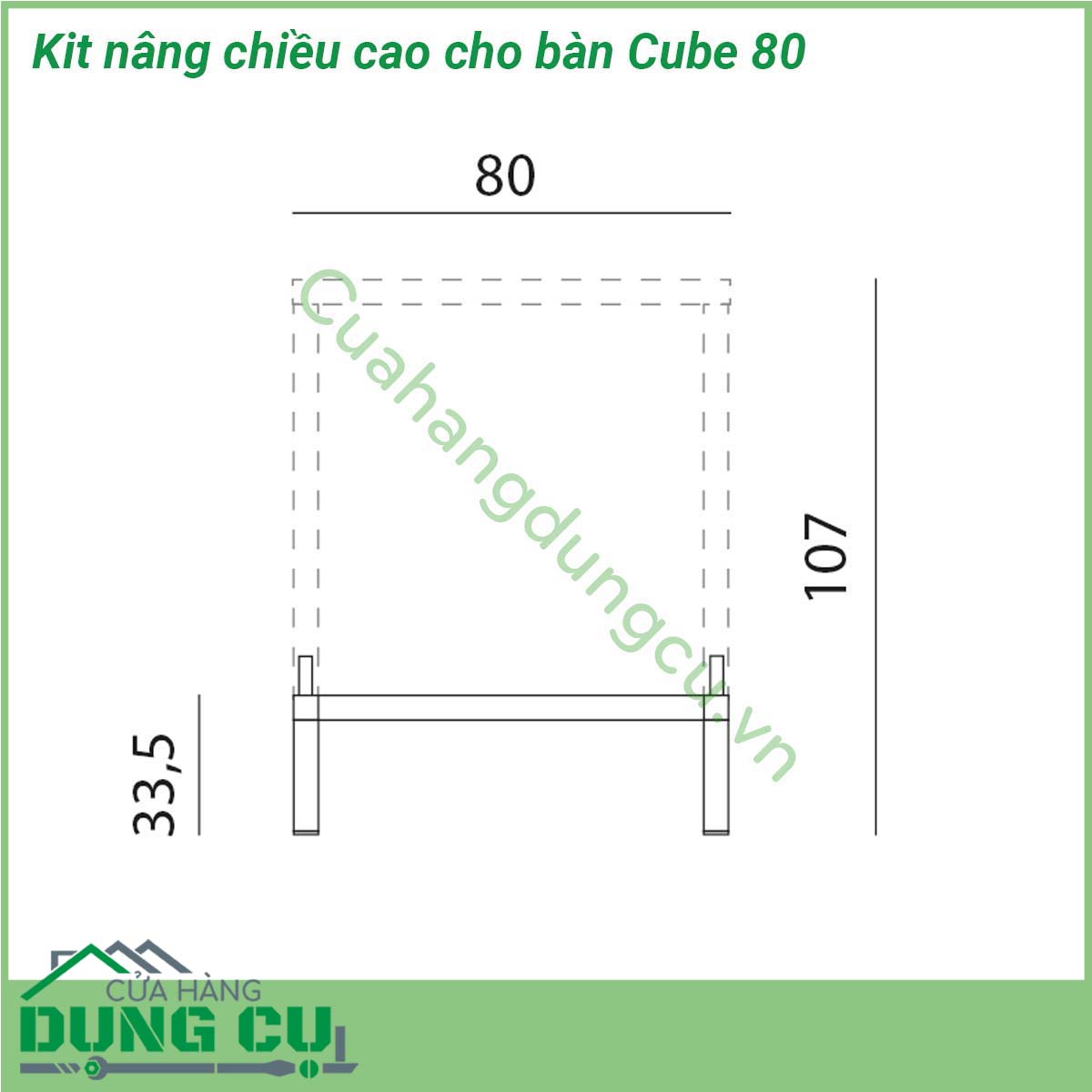 Kit nâng chiều cao cho bàn Cube 80 nâng chiều cao (từ 75 5 cm đến 107 cm) cho Bàn Cube 80  Chân nhôm siêu bền chống trượt chống bạc màu bất chấp thời tiết nắng mưa