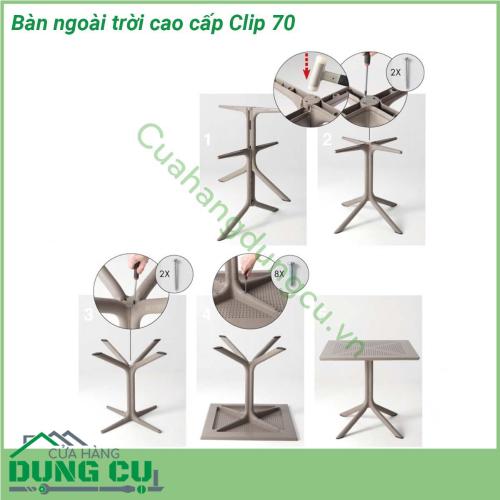 Bàn ngoài trời cao cấp Clip 70 là một chiếc bàn thiết kế đặc biệt cho không gian sân vườn ngoài trời với chất liệu nhựa sợi thủy tinh cao cấp  Mặt bàn DurelTop có độ bền cao  bề mặt mờ Có tăng chân Với chất liệu sử dụng cao cấp bạn hoàn toàn có thể yên tâm sử dụng chúng mà ko sợ nắng mưa hư hỏng hay bay màu