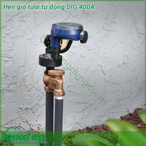 Hẹn giờ tưới tự động DIG 400A thiết kế đồng bộ với công nghệ điện từ hiện đại nhất thiết bị có thể vận hành trong thời gian 3 năm chỉ với 2 viên phin AA alkaline Tránh nước thâm nhập và hoạt động bền bỉ trong môi trường khắc nghiệt DIG 400A serries đơn giản phù hợp cho mọi hệ thống tưới