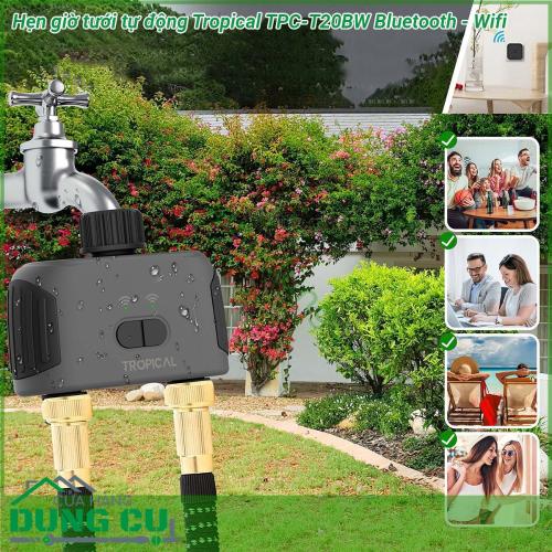 Hẹn giờ tưới tự động Tropical TPC-T20BW Bluetooth - Wifi thiết kế từ chất liệu ABS bền bỉ trong nhiều điều kiện khác nhau của môi trường giúp cho việc sử dụng dễ dàng bất kể trong nhà hay ngoài trời  Khả năng chống nước IP55 đảm bảo độ bền dài lâu cho sản phẩm