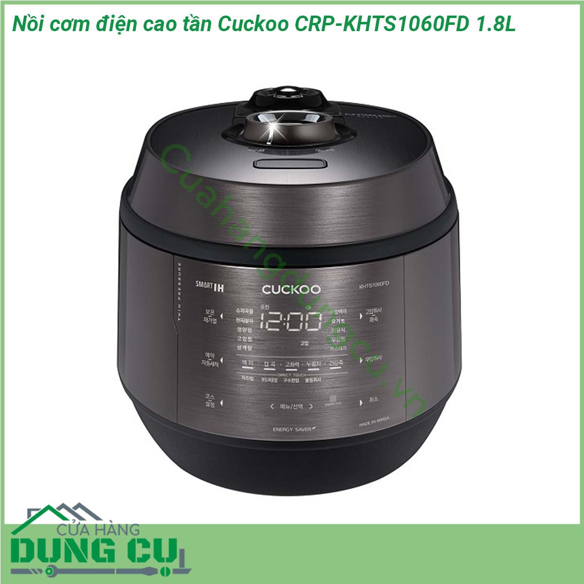 Nồi cơm điện cao tần Cuckoo CRP-KHTS1060FD 1 8L&nbsp;có rất nhiều tính năng hiện đại Hẹn giờ nấu hẹn giờ ủ ấm nhiều chế độ nấu được cài sẵn màn hình hiển thị thông tin LCD nút bấm điều khiển dễ sử dụng &nbsp;Cơm nấu bởi Nồi cơm điện Cao tần nấu ra ngon hơn dẻo hơn và không mất chất dinh dưỡng