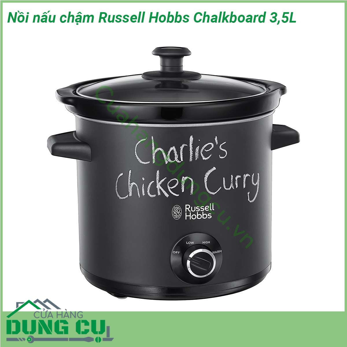 Nồi nấu chậm Russell Hobbs Chalkboard 3 5L&nbsp;có một kích thước khá nhỏ gọn cùng với lớp ngoài đen nhám chống bụi bẩn cực tốt lại linh động có thể tách rời lòng nồi Chưa hết sản phẩm còn là một nơi để người dùng có thể thỏa mãn đam mê sáng tạo