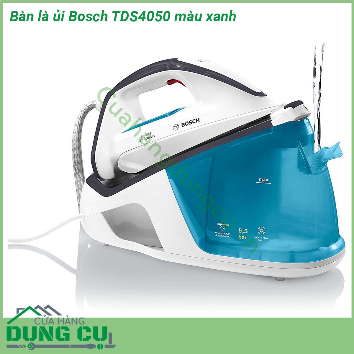 Bàn là ủi Bosch TDS4050 màu xanh được làm bằng lớp chống dính cao cấp sáng bóng giúp bạn vệ sinh làm sạch dễ dàng Thêm nữa nhờ lớp chống xước được thiết kế trên bề mặt bàn ủi giúp cho bạn dễ dàng là phẳng trên các sợi vải Toàn bộ hơi nước sẽ được phân bổ thông minh qua các lỗ kết cấu tại bề mặt Đặc biệt ở dòng sản phẩm này thương hiệu Bosch đã ứng dụng thành công thiết kế 3 pha ngay trên bề mặt