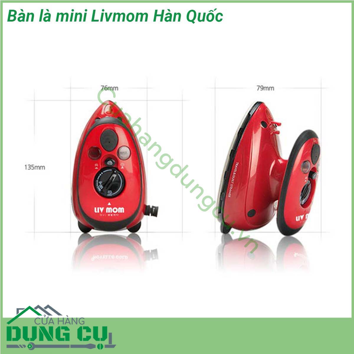 Bàn là mini Livmom Hàn Quốc&nbsp;chiếc bàn là rất được ưa chuộng tại Hàn bởi ngoài việc là rất nhanh và phẳng nó còn có kiểu dáng đẹp nhỏ gọn bằng lòng bàn tay mặt bàn là bằng thép không gỉ rất tiện để mang đi du lịch công tác hay cho các bạn lớn một xíu có thể là quần áo giúp bố mẹ ở nhà mà rất an toàn