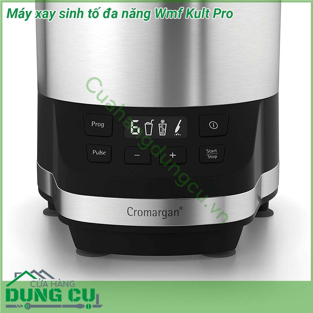 Máy xay sinh tố đa năng Wmf Kult Pro&nbsp;có kích thước thon gọn không quá to và cồng kềnh &nbsp;Lưỡi dao có 6 cánh được làm từ chất liệu thép không gỉ Cromargan cực kì sắc bạn hoàn toàn có thể làm rất nhiều thứ với chiếc máy xay đa năng này xay sinh tố đá bào xay thịt cá tôm cua nghiền các loại hạt cứng như cà phê lạc…