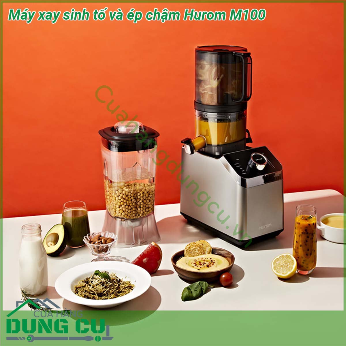 Máy xay sinh tố và ép chậm Hurom M100&nbsp;là sự kết hợp 2 trong 1 giữa tính năng ép chậm và xay sinh tố mang tới cho bạn những món thức uống hấp dẫn an toàn Với thiết kế hiện đại cùng màu sắc tươi sáng tinh tế gợi lên nét tinh tế cho gian bếp nhà bạn &nbsp;Bề mặt máy cũng được làm bằng chất liệu nhựa cao cấp trơn bóng nên rất dễ lau chùi thường xuyên bằng khăn mềm không tốn thời gian và công sức của các bà nội trợ
