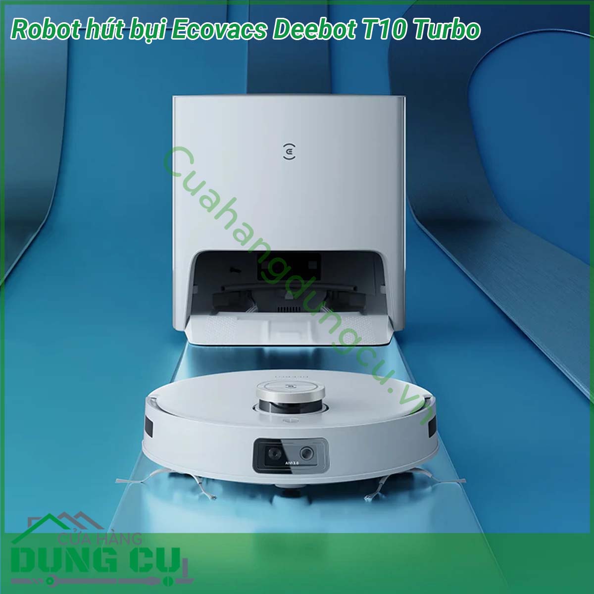 Robot hút bụi Ecovacs Deebot T10 Turbo sở hữu màu trắng trang nhã dễ dàng thích ứng với nhiều phong cách trang trí không gian khác nhau Kiểu dáng nhỏ gọn có khả năng di chuyển linh hoạt và tiếp cận nhiều vị trí nhỏ hẹp trong nhà giúp làm sạch tối đa Trạm gốc của robot&nbsp;có kích thước khá lớn với chức năng tự động làm sạch khăn lau đồng thời sấy khô bằng không khí nóng trong 2 giờ khử trùng bằng ion bạc 99 9 mà người dùng hoàn toàn không cần phải thao tác bằng tay