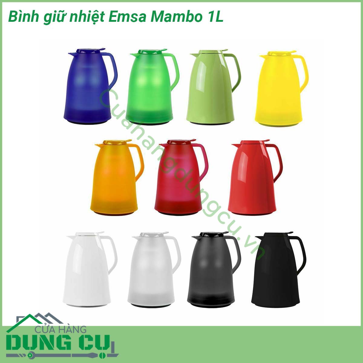 Bình giữ nhiệt Emsa Mambo 1L&nbsp;sở hữu thiết kế vô cùng ấn tượng với vỏ bình làm bằng nhựa bóng cao cấp thiết kế đơn giản trang nhã nhiều màu sắc siêu bền Sẽ là một thiết bị gia dụng không thể thiếu trong mỗi gia đình