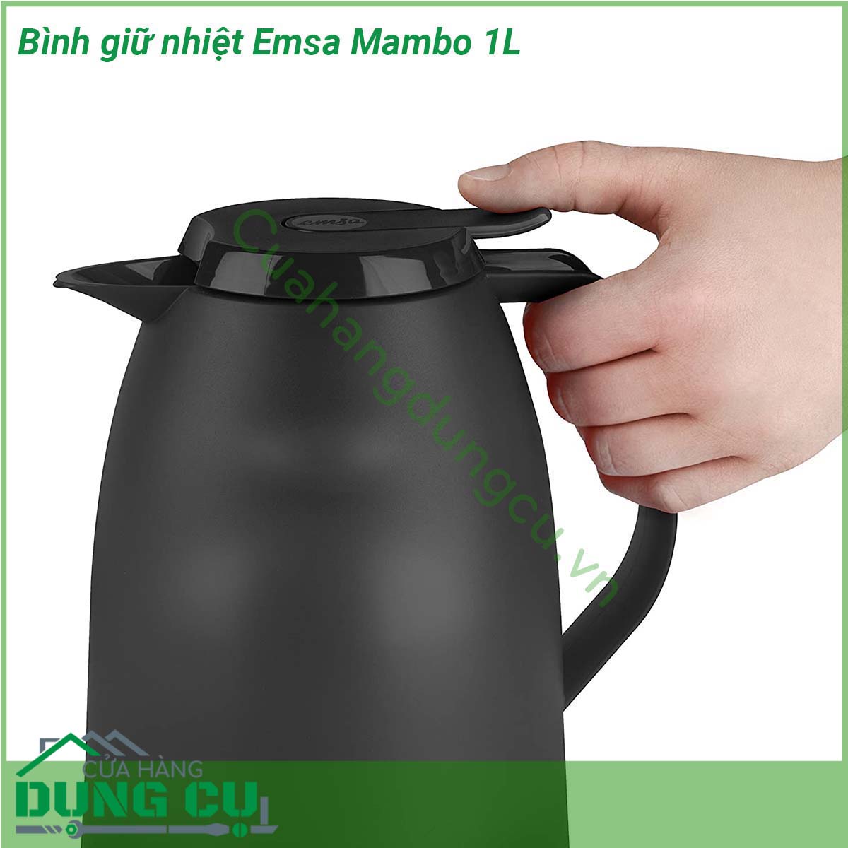 Bình giữ nhiệt Emsa Mambo 1L&nbsp;sở hữu thiết kế vô cùng ấn tượng với vỏ bình làm bằng nhựa bóng cao cấp thiết kế đơn giản trang nhã nhiều màu sắc siêu bền Sẽ là một thiết bị gia dụng không thể thiếu trong mỗi gia đình