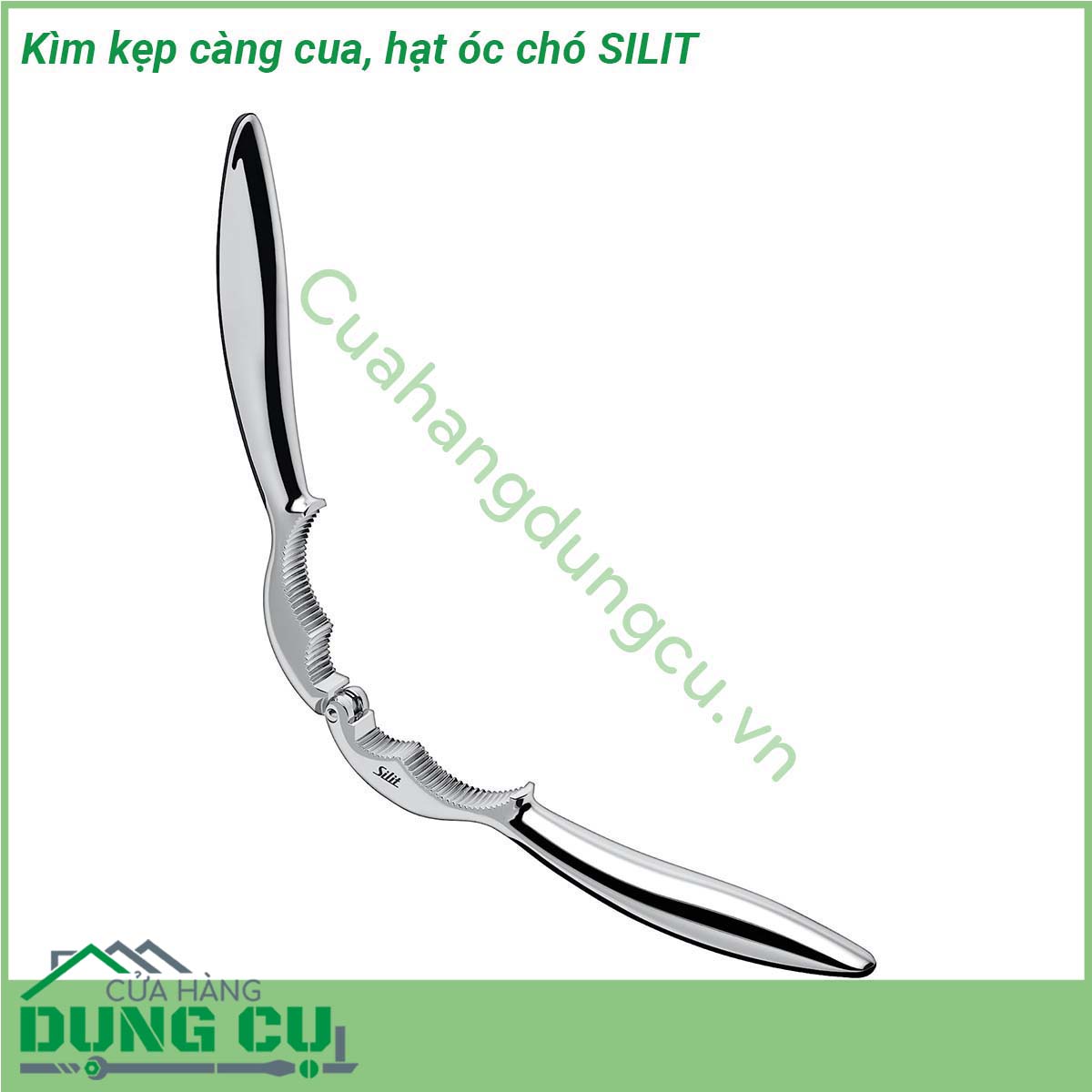 Kìm kẹp càng cua hạt óc chó SILIT&nbsp;được làm bằng chất liệu thép không gỉ cao cấp 18 10 sáng bóng đảm bảo an toàn cho người sử dụng dễ vệ sinh lau rửa Được sử dụng để kẹp càng cua ghẹ có thể dùng để tách vỡ vỏ các loại vỏ hạt cứng như hạt dẻ hạt óc chó hạt macca … Với thiết kế nhỏ gọn không chiếm nhiều không gian có thể mang theo khi đi dã ngoại cắm trại ngoại khóa liên hoan ăn uống ngoài trời