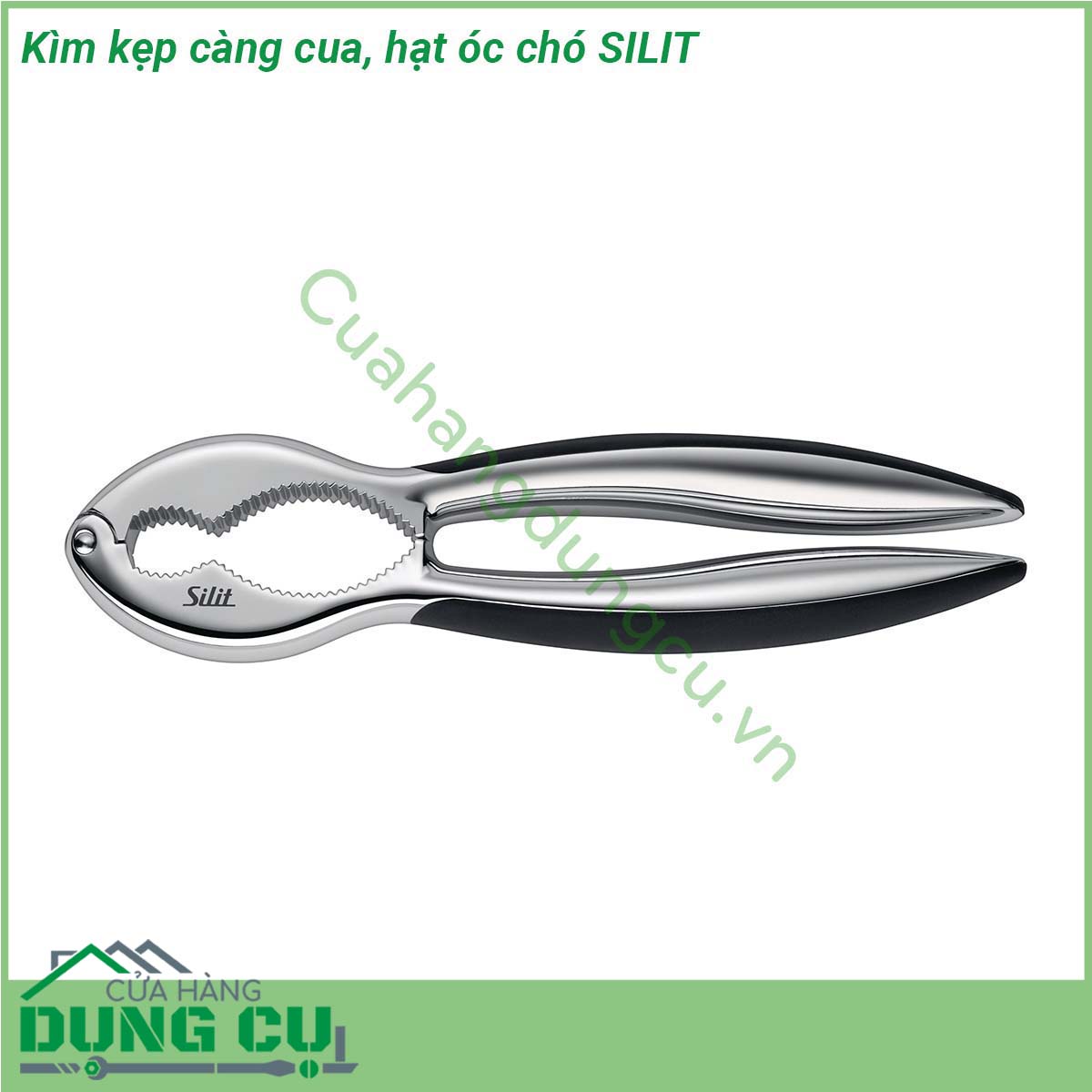 Kìm kẹp càng cua hạt óc chó SILIT&nbsp;được làm bằng chất liệu thép không gỉ cao cấp 18 10 sáng bóng đảm bảo an toàn cho người sử dụng dễ vệ sinh lau rửa Được sử dụng để kẹp càng cua ghẹ có thể dùng để tách vỡ vỏ các loại vỏ hạt cứng như hạt dẻ hạt óc chó hạt macca … Với thiết kế nhỏ gọn không chiếm nhiều không gian có thể mang theo khi đi dã ngoại cắm trại ngoại khóa liên hoan ăn uống ngoài trời