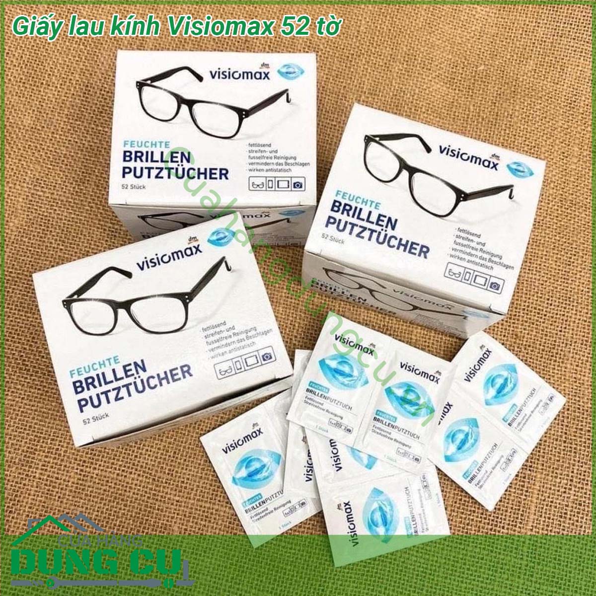 Giấy lau kính Visiomax 52 tờ&nbsp;được thiết kế riêng để làm sạch các bụi bẩn bám dính lên kính không để lại vệt mờ hạn chế tạo ra các vết xước trên bề mặt kính Đồng thời sản phẩm còn có tác dụng chống tĩnh điện và làm giảm sương mù