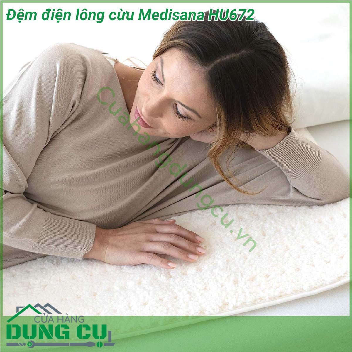 Đệm điện lông cừu Medisana HU672 được làm từ chất liệu&nbsp;lông cừu siêu mềm mịn làm từ vải dày hai phân tạo thêm cảm giác thoải mái Nhờ có bốn mức nhiệt độ có thể lựa chọn và một bàn chân ấm hơn