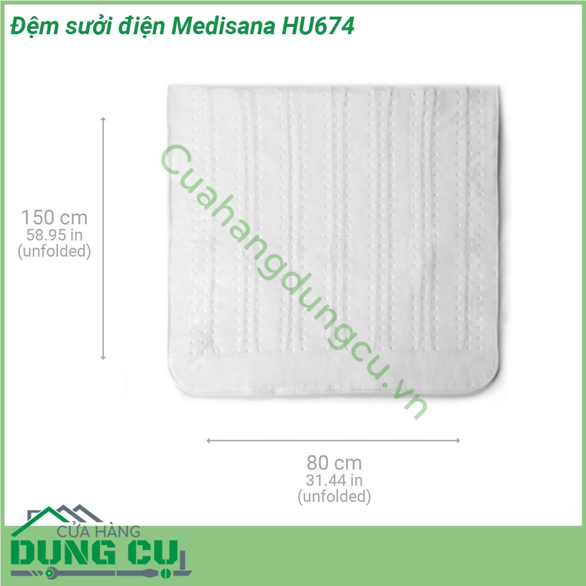 Đệm sưởi điện Medisana HU674&nbsp;là miếng đệm làm ấm giúp thư giãn lưng giảm đau hỗ trợ điều trị các chứng bệnh đau lưng đau khớp thắt lưng bằng việc làm nóng miếng sưởi &nbsp;Bề mặt mềm mại thân thiện với da được chứng nhận chế tạo từ những vật liệu mềm nhẹ bề mặt thoáng khí thân thiện với môi trường và an toàn cho da