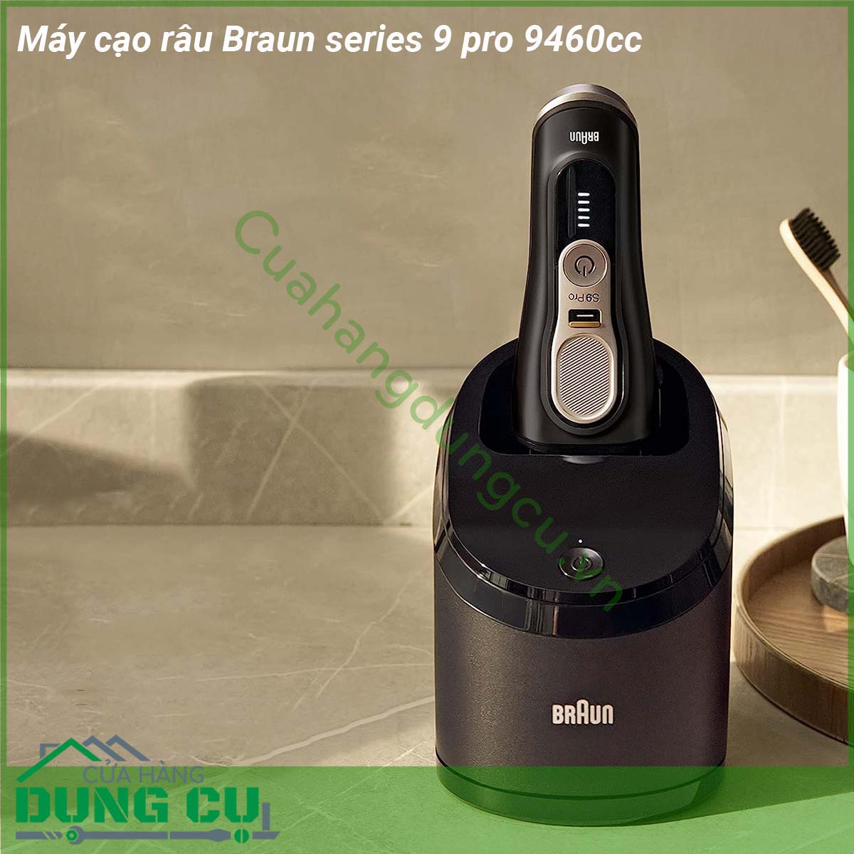Máy cạo râu Braun series 9 pro 9460cc hoạt động hiệu quả và nhẹ nhàng bất kể đó là râu 1 3 hay 7 ngày &nbsp;Tông đơ ProLift độc đáo của nó nâng và cắt tóc dài và phẳng &nbsp;Máy cạo râu điện dành cho nam này đi kèm với Trung tâm SmartCare 5 trong 1 giúp máy cạo râu của bạn luôn sạch sẽ và hoạt động như mới mỗi ngày &nbsp;Máy cạo râu dễ dàng cạo sạch cả những sợi lông cứng nhờ Công tắc chính xác được thiết kế lại đặc biệt hữu ích ở những khu vực khó cạo